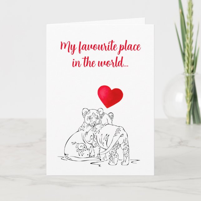 Valentine’s Cute Lion Cubs Design Holiday Card (Front)