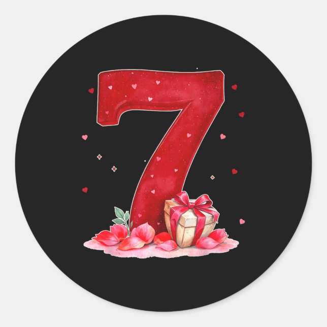 Valentine’s Day 67 Filled With Heart Funny Six Sev Classic Round Sticker (Front)