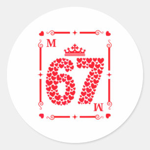 Valentine’s Day 67 Filled With Hearts Card Six Sev Classic Round Sticker