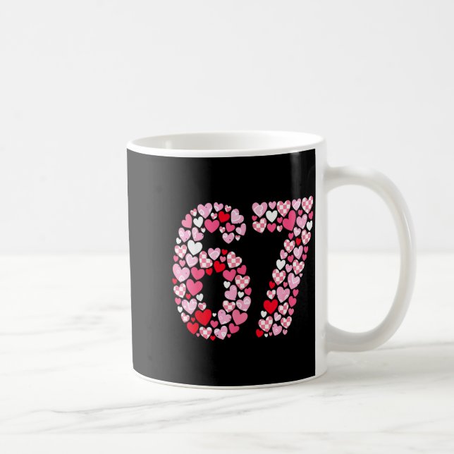 Valentine’s Day 67 Hearts Romantic Funny Six Seven Coffee Mug (Right)