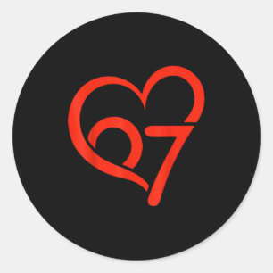 Valentine’s Day 67 Meme 67th Birthday 6 7 Valentin Classic Round Sticker