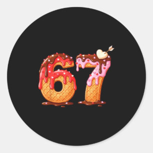 Valentine’s Day 67 Meme Filled With Hearts Funny S Classic Round Sticker