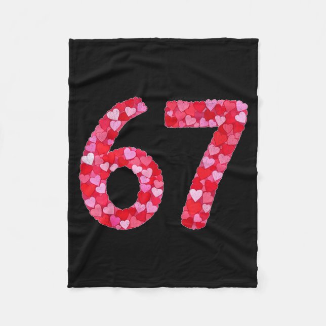 Valentine’s Day 67 Meme Filled With Hearts Funny S Fleece Blanket (Front)