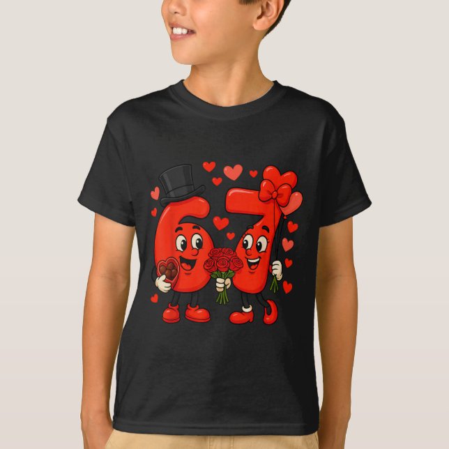 Valentine’s Day 67 Meme Filled With Hearts Funny S T-Shirt (Front)