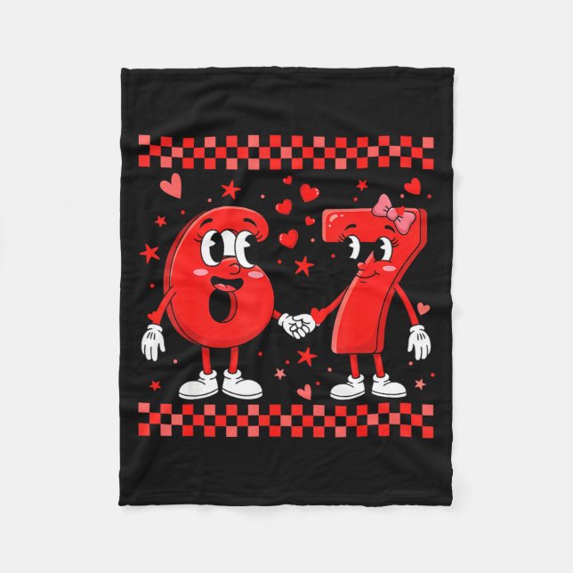 Valentine’s Day 67 Meme Funny Six Seven 6 7 Valent Fleece Blanket (Front)