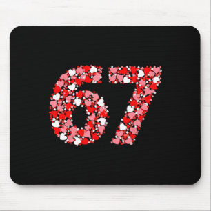 Valentine’s Day 67 Meme With Hearts Funny Six Seve Mouse Pad