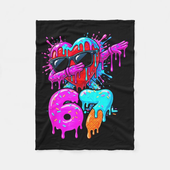 Valentine’s Day 67 Six Seven 6 7 Valentine Dabbing Fleece Blanket (Front)