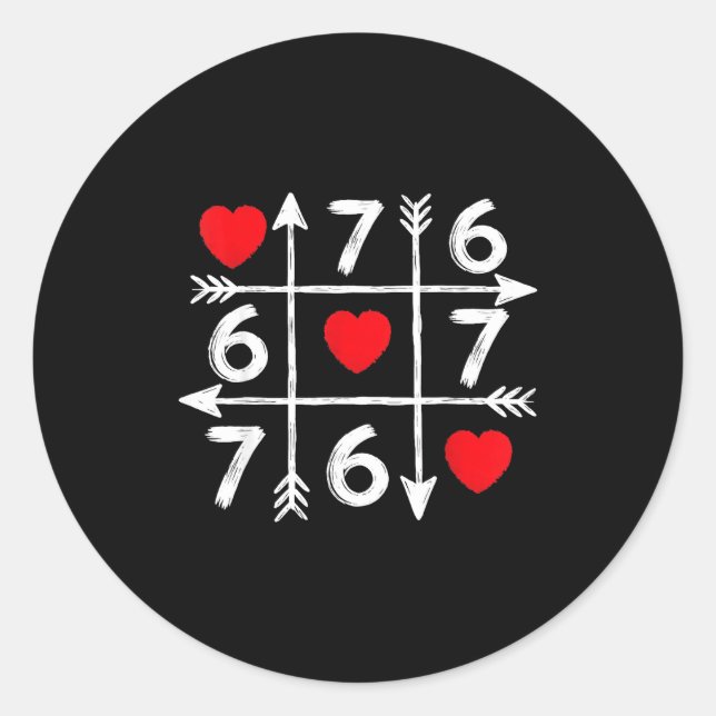 Valentine’s Day 67 Six Seven Meme Love Heart Coupl Classic Round Sticker (Front)