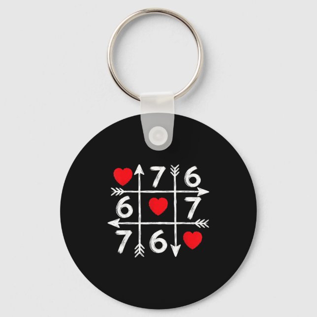 Valentine’s Day 67 Six Seven Meme Love Heart Coupl Keychain (Front)