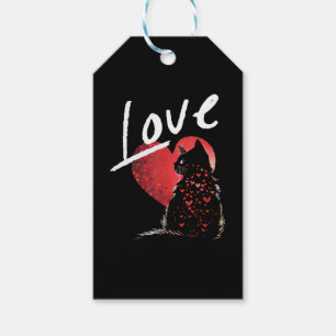 Valentine s Day Black Cat Love Cat Mom T Shirt Gift Tags