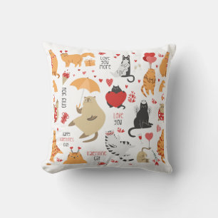 Valentine’s Day Cat Throw Pillow