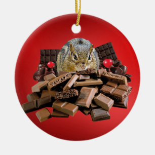 Valentine’s Day Chocolate Chipmunk Ceramic Ornament