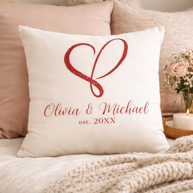 Valentine’s Day Couple Hand Drawn Heart Throw Pillow (Creator Uploaded)