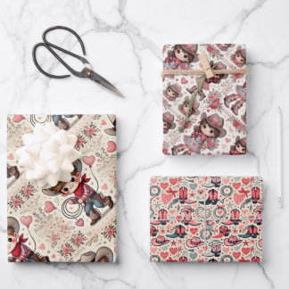 Valentine’s Day Cowboy & Cowgirl Wrapping Paper Sheet