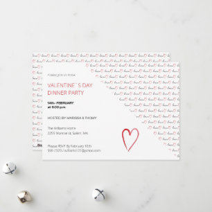 Valentine`s Day Dinner Party Modern Script Holiday Card