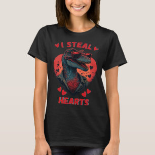 Valentine s Day Dinosaur I Steal Hearts Boys Rex T-Shirt