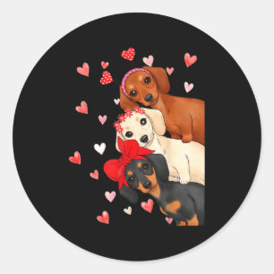 Valentine’s Day Dog Cute Dachshund Dogs For Dog Mo Classic Round Sticker