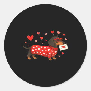 Valentine’s Day Dog Cute Dachshund Dogs For Dog Mo Classic Round Sticker