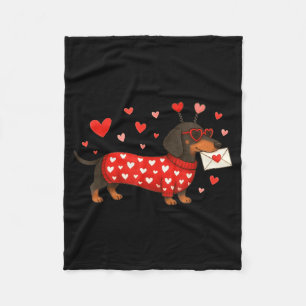Valentine’s Day Dog Cute Dachshund Dogs For Dog Mo Fleece Blanket