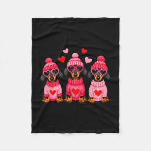 Valentine’s Day Dog Cute Dachshund Dogs For Dog Mo Fleece Blanket