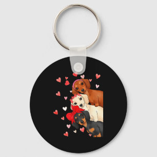 Valentine’s Day Dog Cute Dachshund Dogs For Dog Mo Keychain