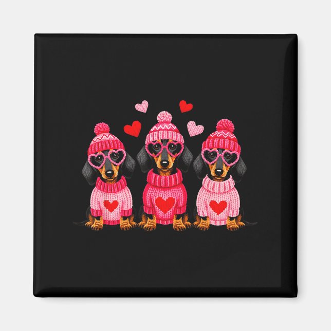 Valentine’s Day Dog Cute Dachshund Dogs For Dog Mo Magnet (Front)