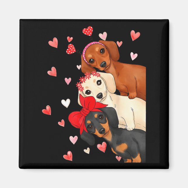 Valentine’s Day Dog Cute Dachshund Dogs For Dog Mo Magnet (Front)