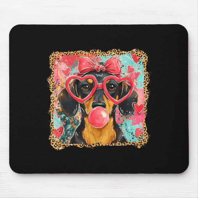 Valentine’s Day Dog Cute Dachshund Dogs For Dog Mo Mouse Pad (Front)