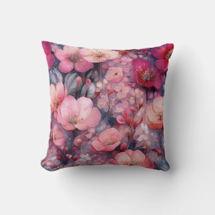 Valentine’s Day Floral Romantic Pink Magenta Throw Pillow