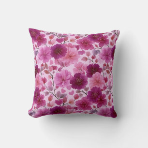 Valentine’s Day Floral Romantic Pink Magenta Throw Pillow