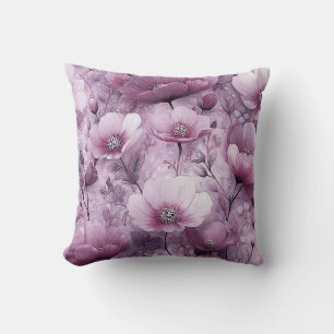 Valentine’s Day Floral Romantic Purple Violet Throw Pillow
