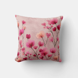 Valentine’s Day Floral Romantic Stylish Pink Throw Pillow