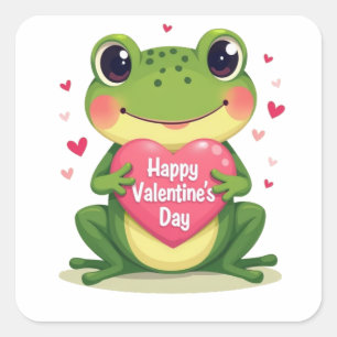 Valentine´s day frog square sticker