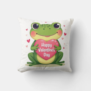 Valentine´s day frog throw pillow
