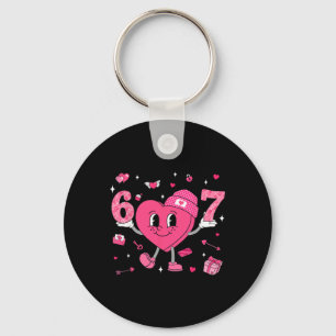 Valentine’s Day Funny 67 Meme Six Seven 6 7 Valent Keychain