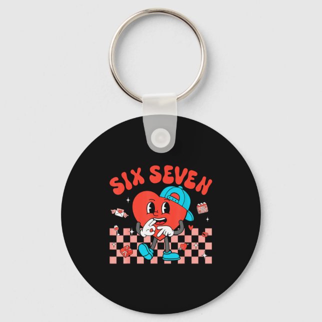 Valentine’s Day Funny 67 Meme Six Seven 6 7 Valent Keychain (Front)