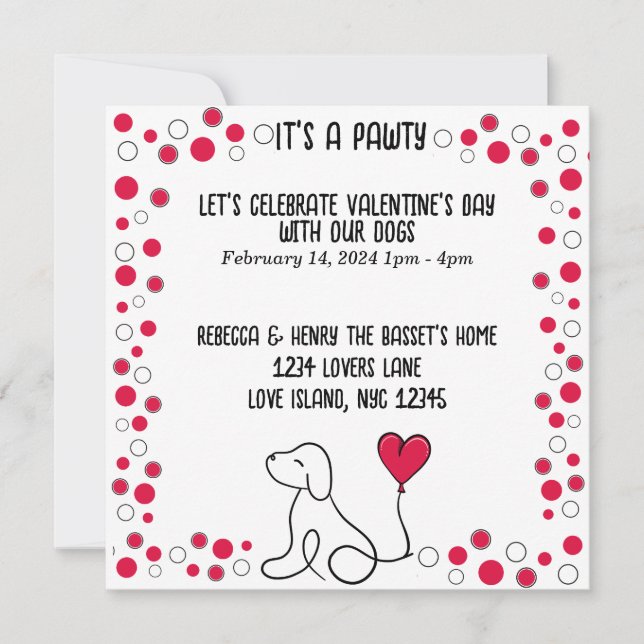 Valentine’s Day Galentine’s Day Dog Party Invitation (Front)