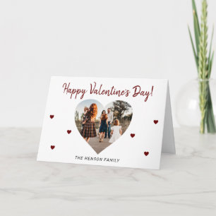 Valentine`s day Heart Family Photo Script Holiday Card