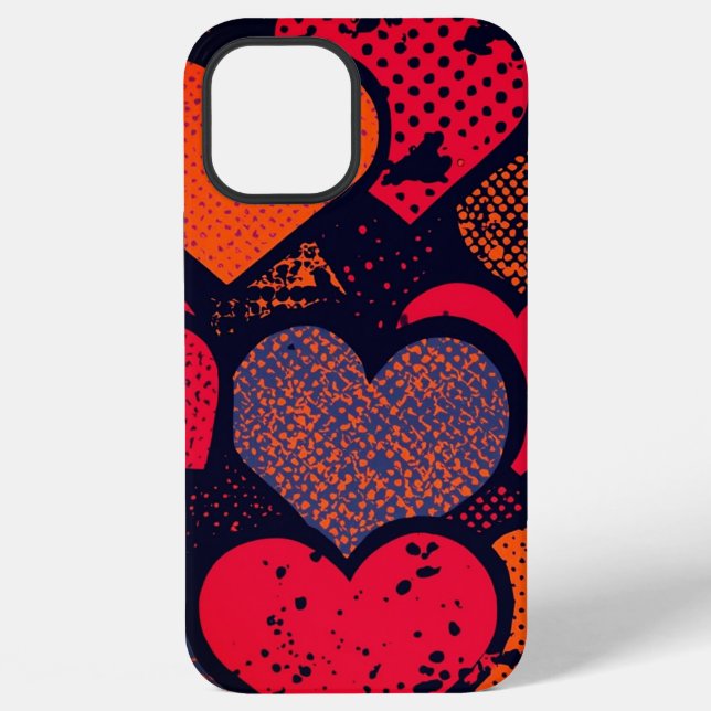 Valentine’s Day Heart Pattern – Retro Pop Art iPhone Case (Back)
