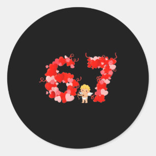 Valentine’s Day Hearts 67 Meme Six Seven 6 7 Cute  Classic Round Sticker