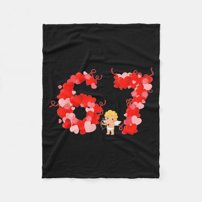Valentine’s Day Hearts 67 Meme Six Seven 6 7 Cute  Fleece Blanket (Front)