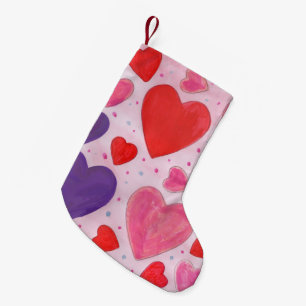 Valentine’s Day Hearts in Pink, Purple & Red Small Christmas Stocking
