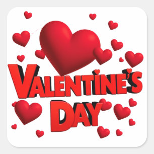 Valentine´s day hearts love square sticker