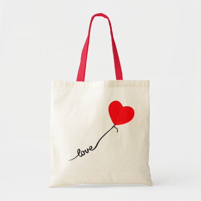 Valentine’s Day Love Heart Balloon Tote Bag (Front)