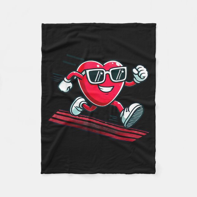 Valentine’s Day Love Heart Runner Track Running  Fleece Blanket (Front)