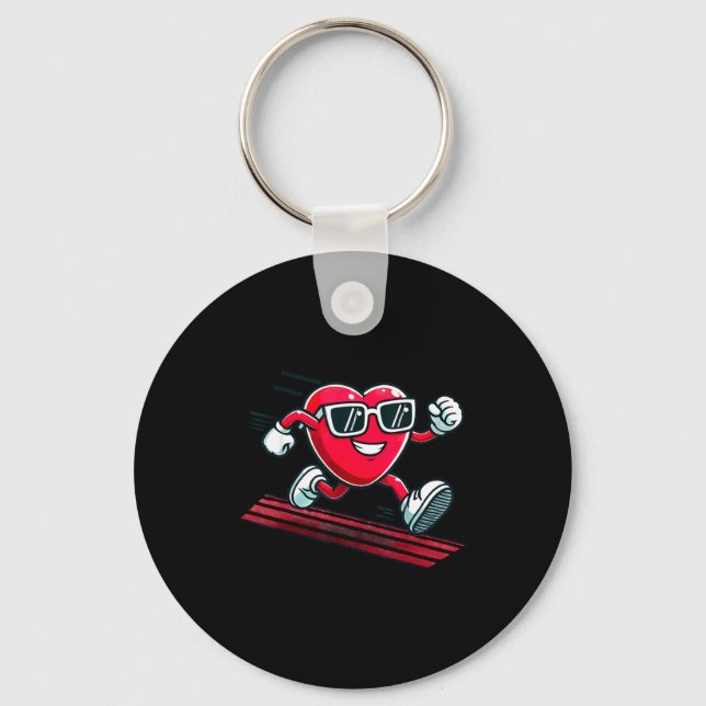 Valentine’s Day Love Heart Runner Track Running  Keychain (Front)
