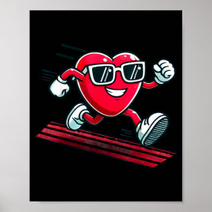 Valentine’s Day Love Heart Runner Track Running  Poster