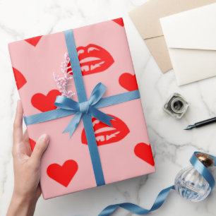 Valentine’s Day Love Hearts And Lips Wrapping Paper