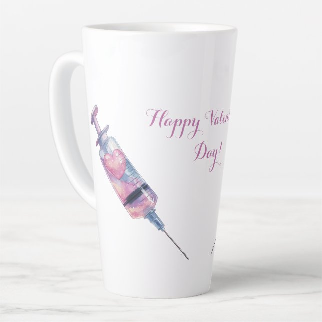 Valentine’s Day Love Injection Design Latte Mug (Left Angle)