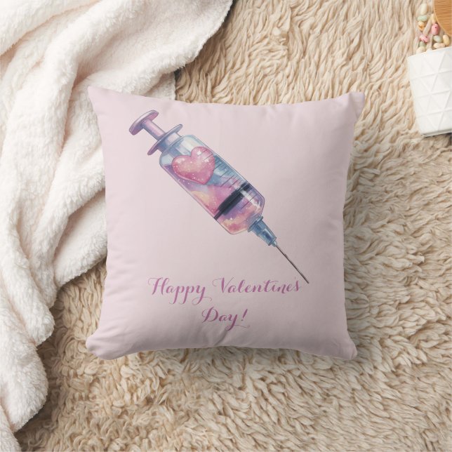 Valentine’s Day Love Injection Design Throw Pillow (Blanket)